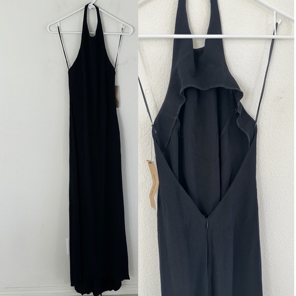 Reformation Open Back Halter Minimalist Black Dress - Picture 1 of 12